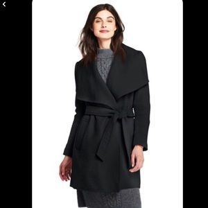 Lands End black wool wrap coat Sz 12
